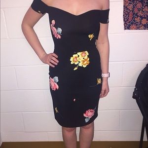 Black Dress w/ Floral Print by Free Press